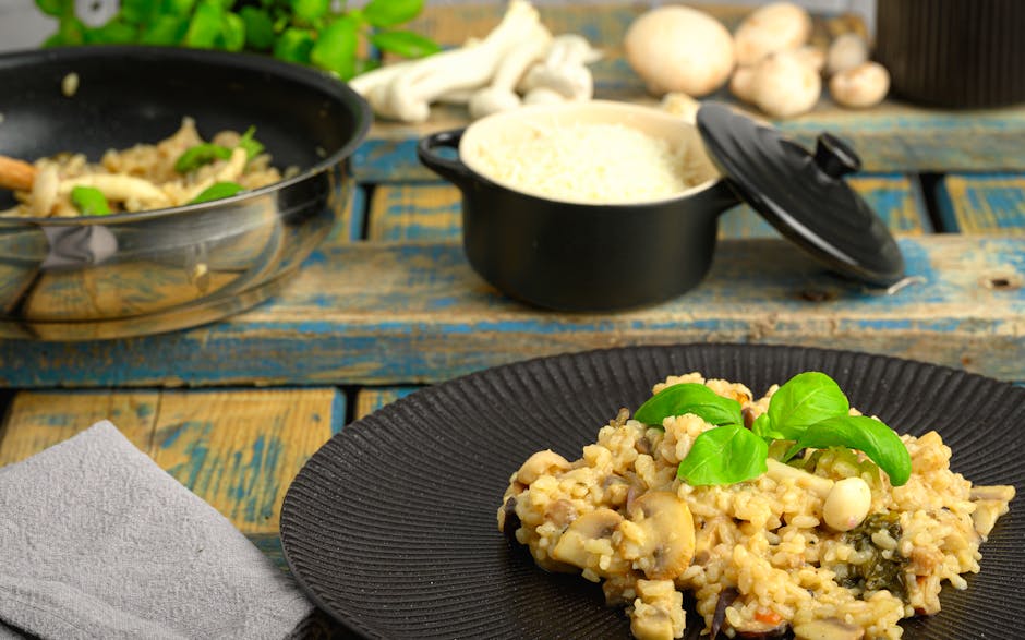 Light Mushroom Spinach Risotto